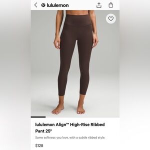 Lululemon Align High-rise Ribbed Pant 25”
